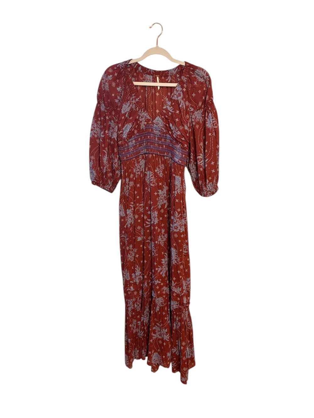 Free People Golden Hour Maxi Dress In Wine Combo Size XS - Picture 4 of 7
